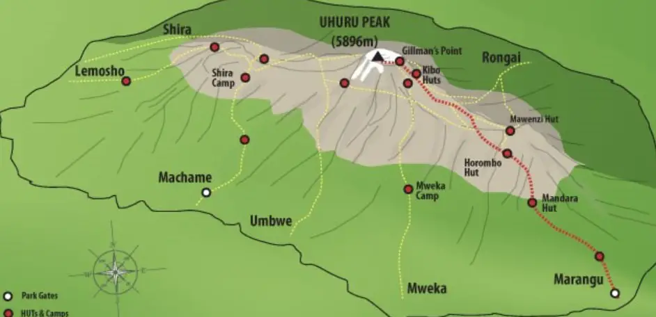 The Marangu (Coca-Cola) route is the most popular route up Kilimanjaro