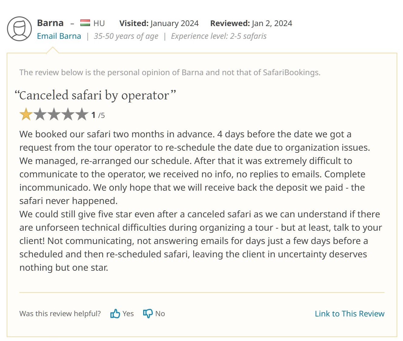 Safari went wrong review